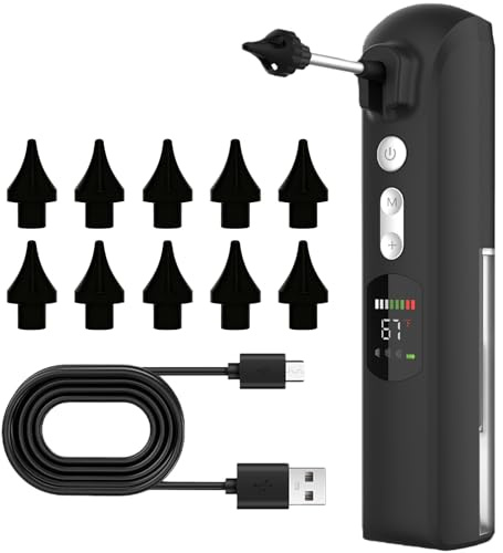 Ohrenschmalz Entferner Ohrenreiniger Elektrische Ohrreiniger 3 Reinigungsmodus+8 Druckmodi+9 Düsen Ohrendusche 2000mAh Wiederaufladbar IPX7 Wasserdicht Ear Cleaner Ohrenspülung für Erwachsene Kinde