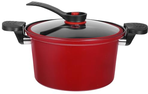 Homoyoyo Multifunctional Non-stick Pressure Cooker Pot Red for Gas Stove Induction Cooker Compatible Household Slow Cooking Soup Stewing Stockpot