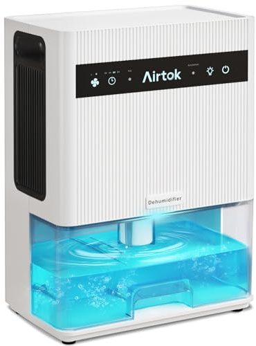 Airtok Luftentfeuchter Elektrisch 3000ML, Entfeuchter Fläche 350 sq.ft, Raumentfeuchter Elektrisch mit Timer, Automatische Abtauen, Automatische Abschaltung, 7 Farbe Licht, für Schlafzimmer, Keller