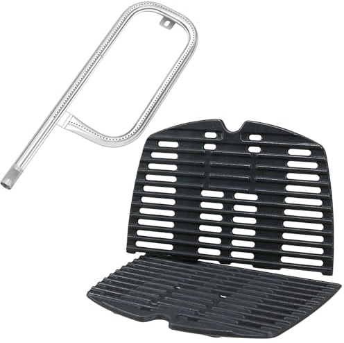 Denmay 60040 Grill Brenner & 7644 Grillrost für Weber Q100, Q1000, Q120, Q1200, Q140, Q1400 Gasgrills, Grill Ersatz für Weber 100 Serie Gasgrills