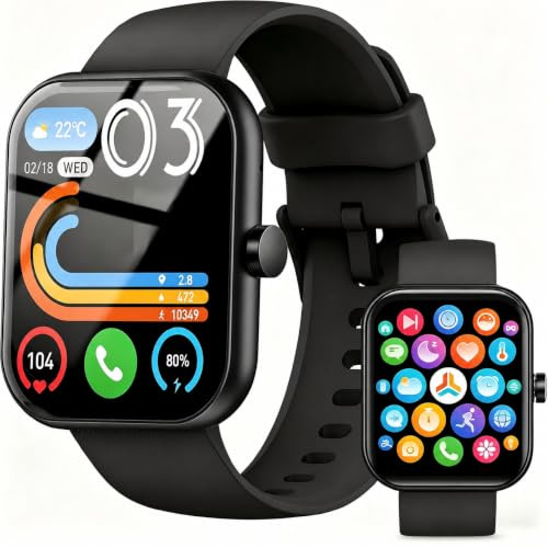 Nuovo Smartwatch Uomo Donna, 100+ Sportive Fitness Tracker con Sonno Contapassi Cardiofrequenzimetro, 1.91 Smartwatch con Effettua/Risposta Chiamate, Impermeabil IP68 Smart Watch per Android/iOS