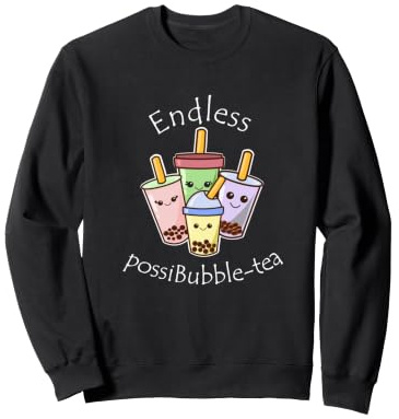 Cute Kawaii Boba Cups of Endless Bubble Tea Flavors Sweatshirt