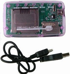 [3 Pack] eTECH Collection USB 2.0 All-in-1 Memory Card Reader/Writer - Support SD/SDHC (NOT Support SDXC) / Compact Flash/xD/Memory Stick/Memory Stick Pro Duo/xD Picture Card - Purple
