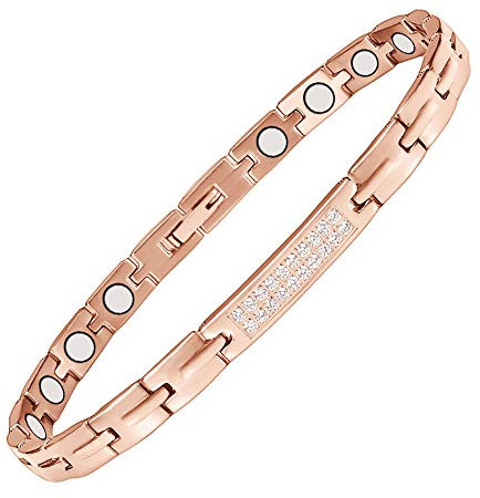 Magnetische Fußkettchen-Frauen-Schmerzlinderung für Arthritis mit 15pcs starken Magneten (Fußkettchen/großes Armband (24cm) (Roségold)