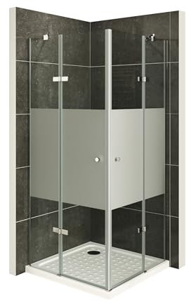 i-flair Duschkabine ALICE mit Eckeinstieg 90x120 cm (Links x Rechts) Höhe: 180cm, Eckduschkabine aus teilsatiniertem 6mm NANO ESG Sicherheitsglas - DK19