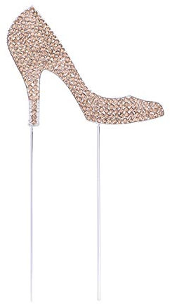 Toyvian 1 stück hochhackige schuhe kuchen topper glitter legierung strass geburtstag party kuchen pick lebensmittel dekoration lieferungen (gold)