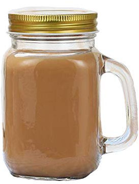 Barattolo vuoto in vetro trasparente da 500 ml, con manico e tappo a vite in metallo, a bocca larga, bicchieri per birra, tè, latte, cocktail, frullati, bevande