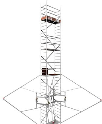 ALTEC Rollfix® 1.0 800 | 8m AH | Rollen (Ø150mm) | teleskopierbare Traverse | Dreieckausleger | Made in Germany | TÜV | belastbar 200kg/m² | Alu | Norm - DIN EN 1004-1 | Baugerüst | Fahrgerüst