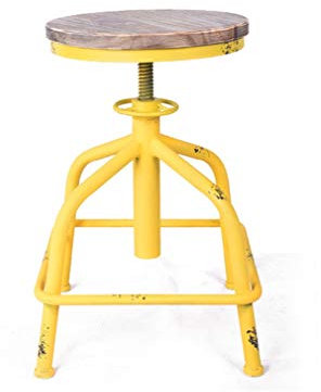 YNGJUEN Industrielles Design Barhocker Traktorsitz Barhocker Runder Sitz Höhenverstellbar 360 ° Drehbar Sich Ausruhen Stehhilfen Gelb (Massivholz)
