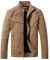 WenVen Men's Casual Cotton Jacket Outdoor Windbreaker Coat Classic Full-Zip Jacket Lightweight Jackets Khaki XL