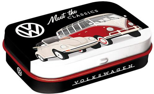 Nostalgic-Art Retro Pillendose, 4 x 6 x 1,6 cm, VW – Meet The Classics – Volkswagen Bus Geschenk-Idee, Original Lizenzprodukt (OLP), mit Pfefferminz-Dragees, Vintage Design