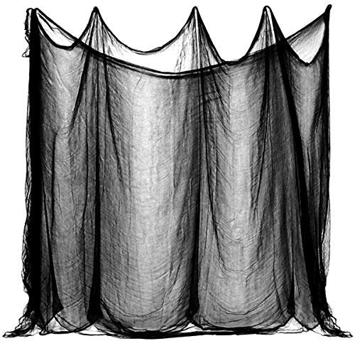 K KUMEED 10 x 2,15m Halloween Tischdeko Dekostoff Halloween, Halloween Dekostoff Halloween Deko Decke Schwarzer Dekostoff Halloween Deko Tuch, Schwarzer Stoff Grusel Deko für Halloween
