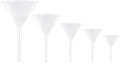 Baluue 5 PIÈCES En Verre Mini Entonnoir Petit Laboratoire Entonnoir Pour Laboratoire Bouteilles Sable Art Parfums Épices Poudre Entonnoir Huiles Essentielles de Loisirs Activités Chimie