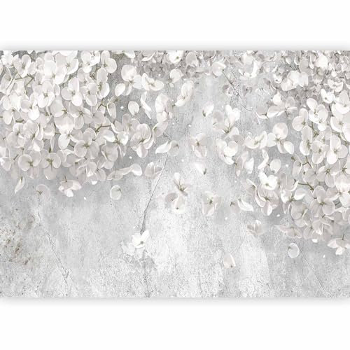 murando Photo Wallpaper White Flower 343 x 256 cm / 135 x 97 Peel and Stick Self-Adhesive Foil Print Wall Mural Nature Plant Motif Concrete Grey b-C-1004-a-a