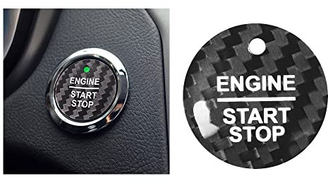 HIBEYO Auto Start Stop Knopf Abdeckung Aufkleber Carbon Druckschalter Passt für Ford Focus Escort Everest Edge Mondeo Taurus Explorer F-150 Tastenabdeckung Cover Zündung Interieur Zubehör-A Schwarz