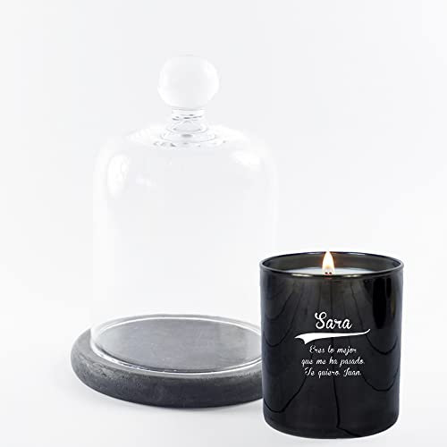 Vela Personalizable Nombre y dedicatoria con campana de cristal