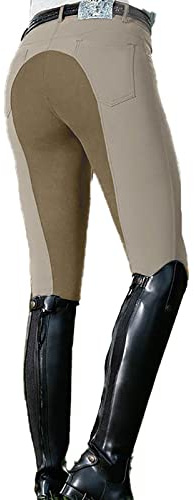 Pantalones de Equitación de Entrenamiento para Mujer Leggings para Montar a Caballo Mallas Informales Jodhpurs Elásticos Mallas Ajustadas Deportes al Aire Libre Ropa,Khaki,XL(Waist:78cm)