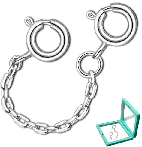 Necklace Extender Silver Sterling Chain Extension for Women Bracelet Safety Security Link for Normal Size Jewelry 3mm Width 2.3 Length