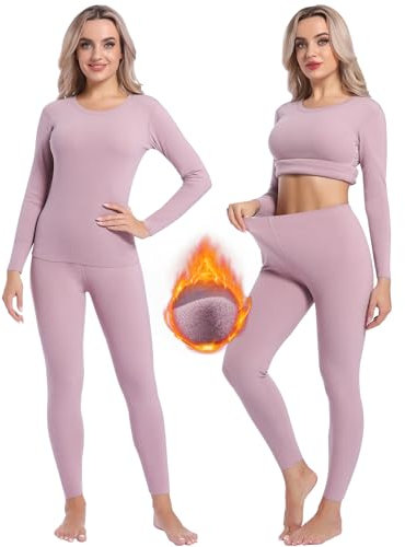 INNERSY Skiunterwäsche Damen Warm Thermounterwäsche Set Thermo Oberteil Leggings Thermowäsche (M, Lila)