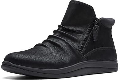 Clarks Cloudsteppers Women's Breeze Range Ankle Boot, Black Synthetic, 8.5 Medium US