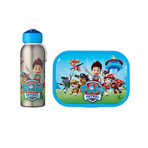 Mepal Thermo-Lunchset Flip-Up Campus | Isolierte Edelstahl Trinkflasche für Kinder | 9 Stunden heiß & 12 Stunden kalt | Bento-Brotdose mit Einsatz & Gabel | Paw Patrol
