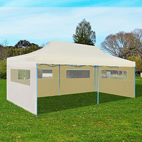 Homgoday Faltbares Partyzelt Creme 3x6m | Oxford-Dach mit PVC | 100% wasserdicht | für Partys, Märkte & Camping Model41582