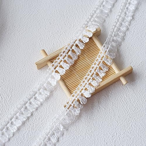 YIEUR 7.5 Yard Spitzenband Blumen Weiß, 25mm Spitzenborte Blumen Dekoband Tischdeko Geschenkband Hochzeit, 1 Strang Zierband Stickerei Spitzenborte Blumenband für Handwerk Nähen &Deko (7.5-C)
