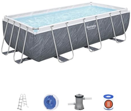 Bestway | Power Steel Above Ground Pool Set, Family Outdoor Swimming Pool, 4.04 m x 2.01 m x 1.00 m, 13.3ft, Grey