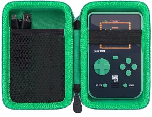 Aenllosi Funda de Transporte Rígida Compatible con Blaze Entertainment Capcom/Taito/Technos Super Pocket Arcade Consola Juegos Portatil,Negro con Bordes Verdes (Sólo Funda)