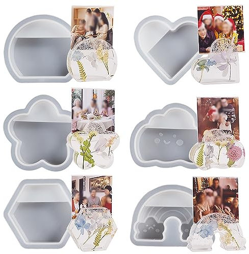 UMMEI Silikonformen Gießformen, 6Er Set Für Fotohalter & Tischdekoration, Weihnachtsmotiv, Beton Gießform, Silikon Gießform,Weiß,7cm