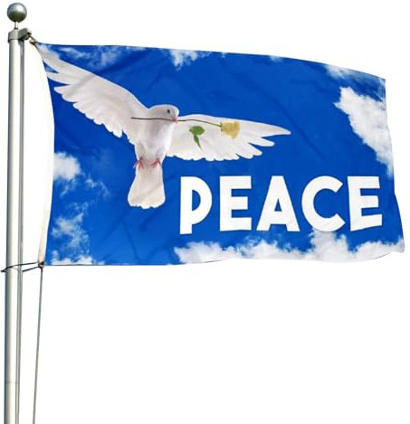 Bandiera Pace,Bandiera della Pace,Bandiere della Pace Grande,Pace Bandiera,Bandiera Pace Colomba,Bandiera Pace Esterno,Ideale per per Raduni,Eventi,Marce(60 X90cm)