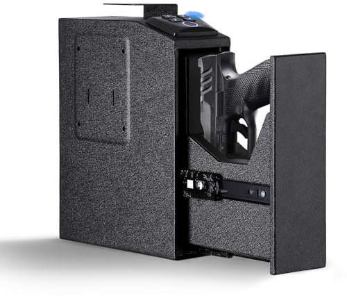 Garvee Biometrischer Schieber für Handfeuerwaffen, Waffensafe mit Schnellzugriff, für Nachttisch, Schreibtisch, Bettseite, LKW, mit Fingerabdruck, PIN-Code, Schlüsselzugang