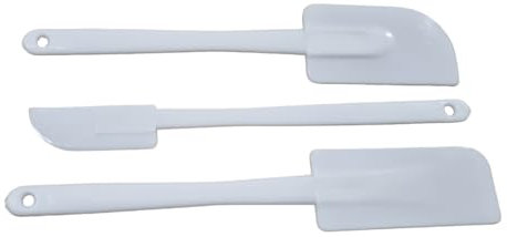 PARENCE - Set de 3 Spatules de Cuisine en Plastique - Set de pattiserie - Ensemble préparation gateaux/Tartes - Essentiel pour Vos Préparations Culinaires, Blanc