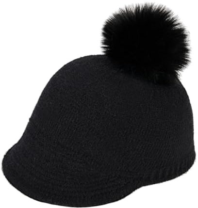 QREXVOG Frauen Fleece Beanies Altersreduzierende Vielseitige, Warme Gestrickte Hut Plüschige Sonnenschild