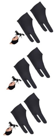 Operitacx 6stücke Zwei-finger-zeichenhandschuhe Für Künstler Skizzieren Zeichnen Grafiktablet Pen Display s Schwarz Atmungsaktiv Rutschfest Für Rechts Und Linkshänder