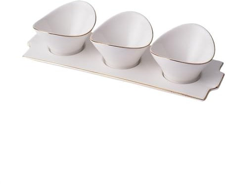 GRFIT Dip Bowl Hotel Small Dishes Platter Three Flavors Pre-Dinner Small Dishes Plate Special Appetizer Plate White Porcelain Tableware Sauce Dish (Color : B)