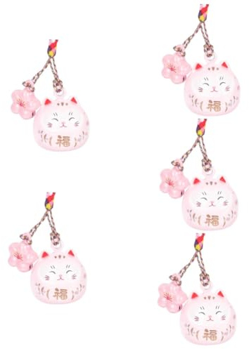 GALPADA 5stücke Japanische Glückskatze Mit Glocke Dekoratives Maneki Neko Für Taschen Schlüssel Und Handys Süßer Mit Kirschblüten- Geschenkidee Für Freunde Und Familie