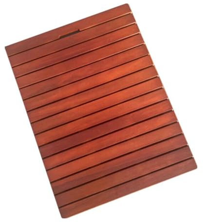 Tarima Ducha Alfombrilla de Ducha de Madera de Color Nogal Antideslizante, Alfombrilla de Baño de Madera de Secado Rápido para Exterior e Interior, Alfombrilla de Baño Cuadrada, Pequeña, Grande(50cmx3
