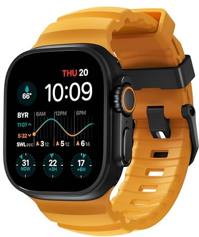 NOMAD Correa deportiva para Apple Watch Rocky Point Sol Yellow - Correa para Apple Watch de 45/49 mm con herrajes de titanio negro, correa resistente para Apple Watch para hombres y mujeres - Apple