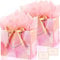 Lot de 2 sacs cadeaux moyens roses avec papier de soie et carte de vœux, sacs en papier avec anse, sacs cadeaux pour anniversaire, fête, mariage, fête