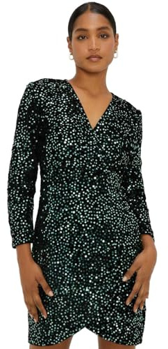 Dorothy Perkins Wrap Velvet Sequin Long Sleeve Mini Dress