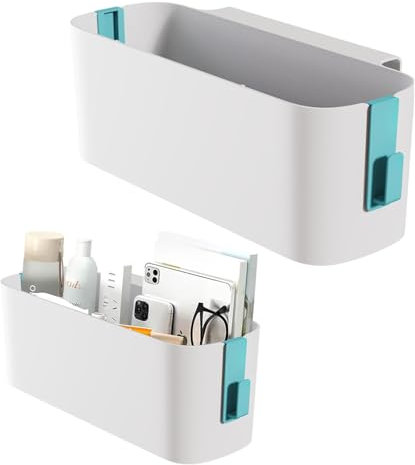 2 Stück Bett Organizer Zum Einhängen, Hängebett Organizer Aufbewahrungskorb, Nachttisch Bett Bettablage Betttasche Boxen mit 2 Abnehmbarer Haken für Büro, Schule, Zuhause, Wohnheim(Blau)