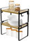 FURNITABLE Gewürzregal 30cm | 2er Set Küchenorganizer mit Stoffschublade and Metallhaken | Stapelbares Regal für Gewürze, Tassen and Kochzubehör | Weiß, Eiche