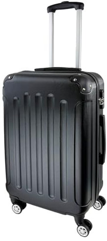 ARLI Reisekoffer XL Hartschale Koffer schwarz mit 360° Zwillingsrollen Teleskopgriff Zahlenschloss und Stoßschutz Trolley Hartschalenkoffer (Größe XL - 49 x 29 x 75 cm)