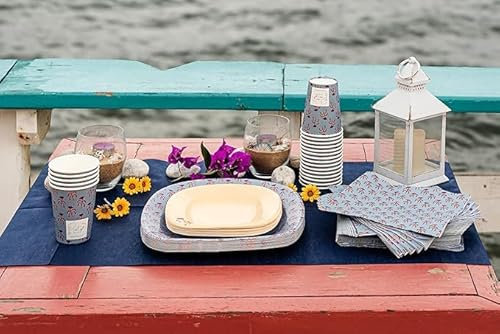 PartyBIO Set Tulipano 330 Pezzi Stoviglie Biodegradabili Monouso per Feste – Piatti Carta, Bicchieri, Tovaglioli Compostabili per 60 Persone – Ecologiche, Usa e Getta, per Compleanni, Eventi, Picnic