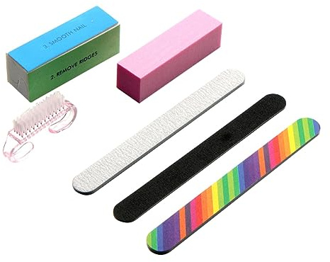 VALICLUD 6stücke Teiliges Nail Art Tool Set Mit Doppelseitigen Nagelfeilen Polierblock Und Buffer Schwamm Vielseitig Für Naturnägel Gelnägel Und Maniküre Zuhause Und Salon Geeignet