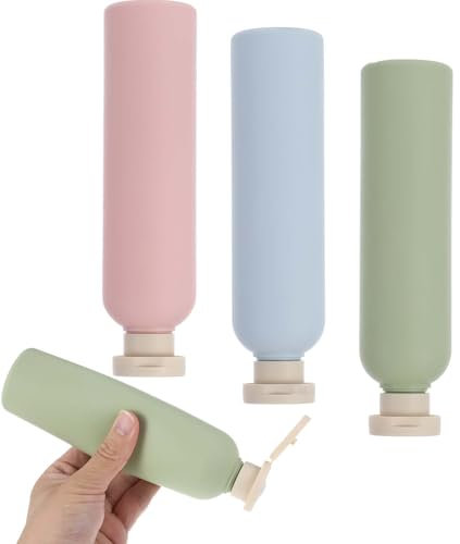 oruola 3-Pack Empty Travel Bottles for Toiletries,Shampoo Travel Bottles,260 ml Refillable Travelling Containers with Flip Cap - Leak Proof,Squeeze Bottle for Toiletries,Creams,Lotion,Conditioner