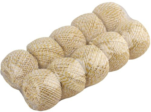 10 Stück Lebensmittelechte Baumwollschnur, gelbe und weiße Schnur zum Basteln, Geschenkverpacken, Kochen