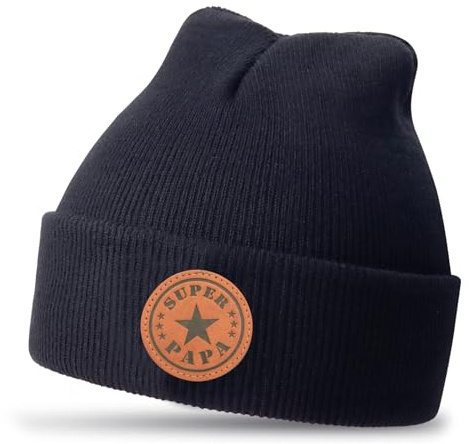 Hatwell Strickmütze Beanie Super Papa für Herren, Schwarz | Papa Geschenk zum Vatertag, Geburtstagsgeschenk für Papa