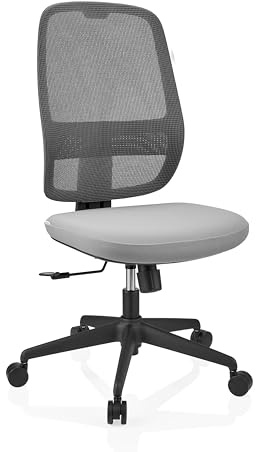 hjh OFFICE Profi Bürostuhl Minoro B ergonomischer Drehstuhl mit Synchronmechanik, höhenverstellbarer Netz-Rückenlehne, Flexibler Lordosenstütze, Grau